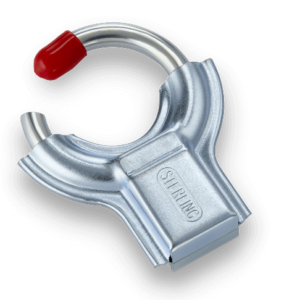 Sterling junior one-shot seal in steel with a red cap